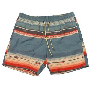 Faherty Blue and Red Swim Trunks